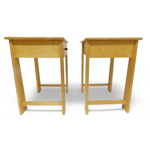 2134 - A PAIR OF CIRCA 2003 KEITH GENTLES OF ALLOA HANDCRAFTED MAPLE LAMP TABLES with chamfered rectangular... 
