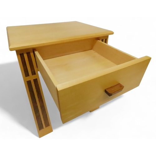 2134 - A PAIR OF CIRCA 2003 KEITH GENTLES OF ALLOA HANDCRAFTED MAPLE LAMP TABLES with chamfered rectangular... 