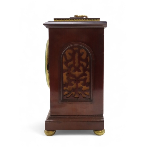 2161 - A REGENCY MAHOGANY WESTMINSTER CHIMING BRACKET CLOCKwith inlaid brass detail, the silvered dial with... 