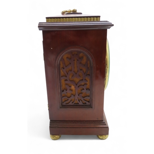2161 - A REGENCY MAHOGANY WESTMINSTER CHIMING BRACKET CLOCKwith inlaid brass detail, the silvered dial with... 