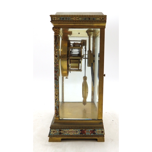 2163 - A FRENCH 19TH CENTURY CHAMPLEVE AND GILT BRASS MANTLE CLOCKthe white enamelled dial with Arabic nume... 