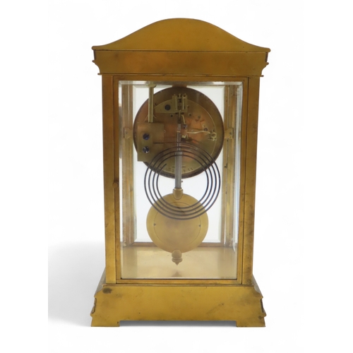 2163 - A FRENCH 19TH CENTURY CHAMPLEVE AND GILT BRASS MANTLE CLOCKthe white enamelled dial with Arabic nume... 