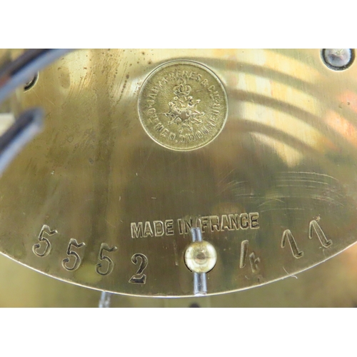 2163 - A FRENCH 19TH CENTURY CHAMPLEVE AND GILT BRASS MANTLE CLOCKthe white enamelled dial with Arabic nume... 