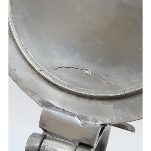 2164 - A PAIR OF SCOTTISH PEWTER FLAT-LID FLAGONS28cm high, together with a pair of large wine goblets, 22c... 