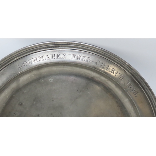 2164 - A PAIR OF SCOTTISH PEWTER FLAT-LID FLAGONS28cm high, together with a pair of large wine goblets, 22c... 