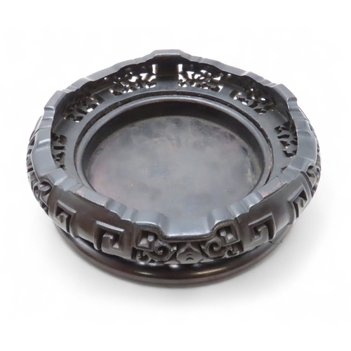 2280 - A CHINESE PEWTER GINGER JARDecorated with brass in relief with birds, 18cm high and with Zitan carve... 