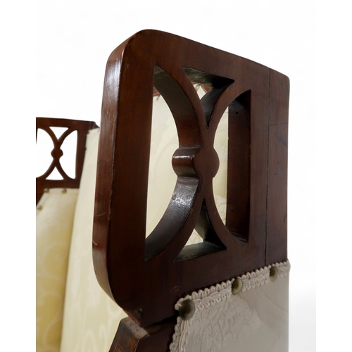 2030 - AN EDWARDIAN MAHOGANY FRAMED THREE PIECE PARLOUR SUITEconsisting two seater settee, 94cm high x 127c... 