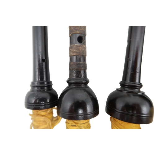 553 - SCOTTISH BAGPIPES blackwood with ivory mounts, including a R R Hardie chanter, a Henderson chanter a... 