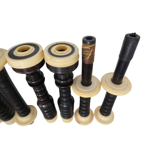 553 - SCOTTISH BAGPIPES blackwood with ivory mounts, including a R R Hardie chanter, a Henderson chanter a... 