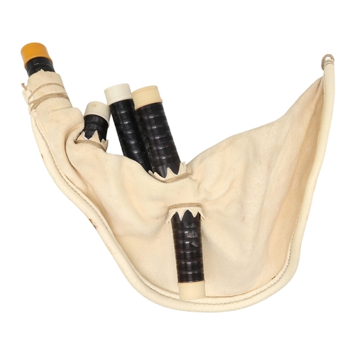 553 - SCOTTISH BAGPIPES blackwood with ivory mounts, including a R R Hardie chanter, a Henderson chanter a... 