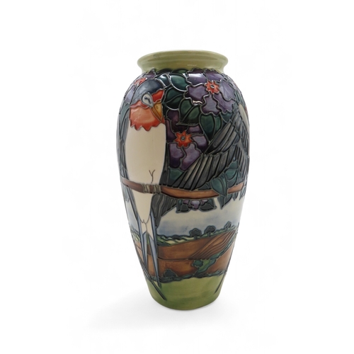 2191 - A MOORCROFT SWALLOWS VASEdesigned by Rachel Bishop, limited edition 369/500, dated 1997, impressed a... 