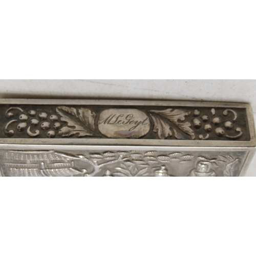 2337 - A CHINESE EXPORT SILVER CARD CASEpossibly Khecheong, of rectangular form, one side engraved with fig... 