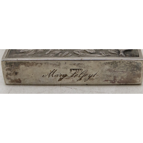 2337 - A CHINESE EXPORT SILVER CARD CASEpossibly Khecheong, of rectangular form, one side engraved with fig... 