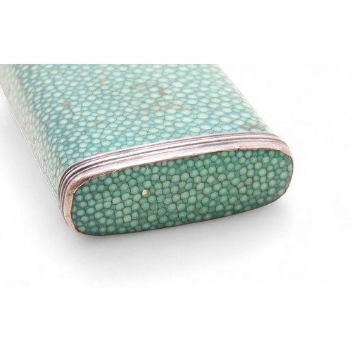 2338 - A 19TH CENTURY SHAGREEN & WHITE METAL GEOMETRY NECESSAIREcomprising a part-set of instruments, t... 