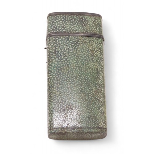 2338 - A 19TH CENTURY SHAGREEN & WHITE METAL GEOMETRY NECESSAIREcomprising a part-set of instruments, t... 