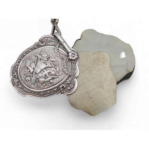 2339 - A VICTORIAN SILVER FIVE CHAIN CHATELAINEthe clip by Mackay, Cunningham & Co, Edinburgh 1873, the... 