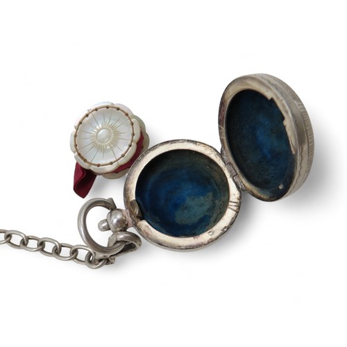 2339 - A VICTORIAN SILVER FIVE CHAIN CHATELAINEthe clip by Mackay, Cunningham & Co, Edinburgh 1873, the... 