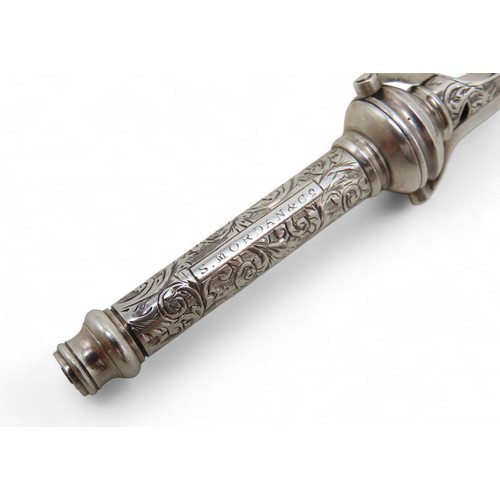 2339 - A VICTORIAN SILVER FIVE CHAIN CHATELAINEthe clip by Mackay, Cunningham & Co, Edinburgh 1873, the... 