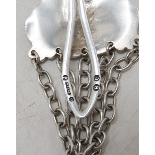 2339 - A VICTORIAN SILVER FIVE CHAIN CHATELAINEthe clip by Mackay, Cunningham & Co, Edinburgh 1873, the... 