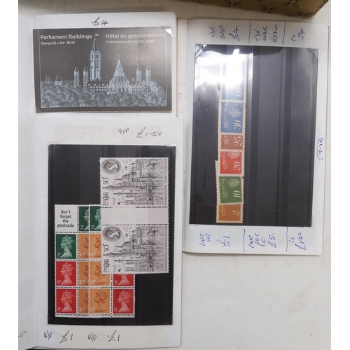 7036 - Box with World Stamps etc Inc. 4 Approval Books with noted 1983 & 4 French Red Cross Booklets, P... 