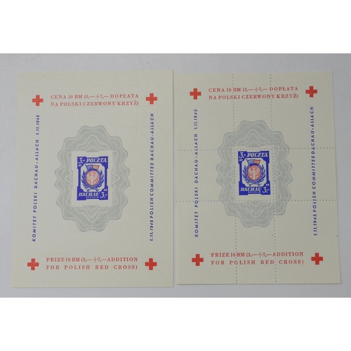 7072 - Poland. Pair of Sheets Produced by Polish Red Cross to Aid Survivors of Dachau Concentration Camp an... 