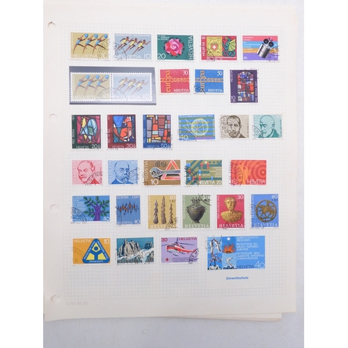 7081 - Switzerland. Collection on leaves of mainly many 100's  used Swis Stamps from 1862 to aprox 1995. in... 