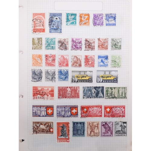 7081 - Switzerland. Collection on leaves of mainly many 100's  used Swis Stamps from 1862 to aprox 1995. in... 