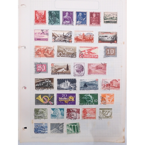 7081 - Switzerland. Collection on leaves of mainly many 100's  used Swis Stamps from 1862 to aprox 1995. in... 