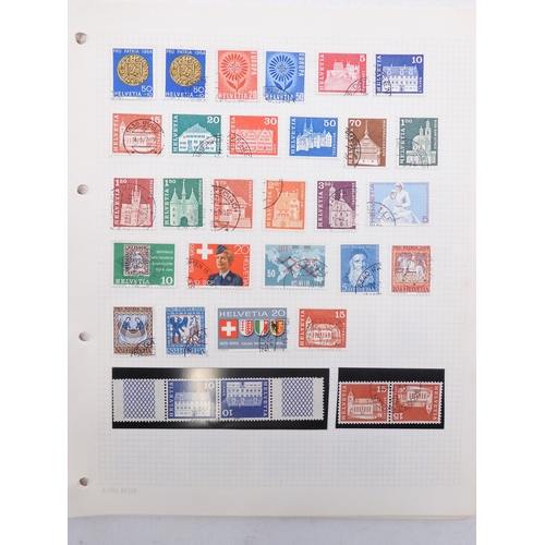 7081 - Switzerland. Collection on leaves of mainly many 100's  used Swis Stamps from 1862 to aprox 1995. in... 