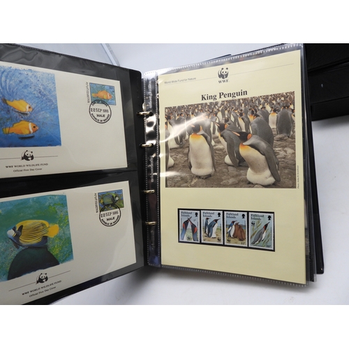 7098 - World Wildlife Fund For Nature in four albums with both first day covers and unmounted mint stamps (... 