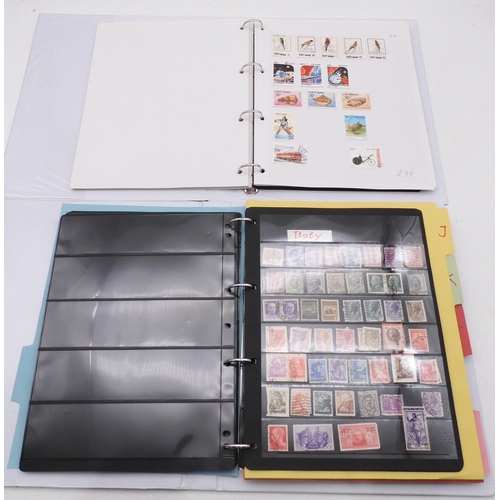 7087 - A world collection of stamps in eight folders and two stock books, all periods, some mint, not check... 
