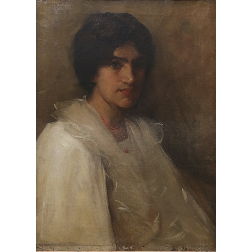 DAVID ALISON RSA (SCOTTISH 1882-1955)YOUNG WOMAN IN WHITEOil on canvas ...