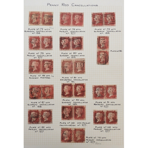 7102 - A small collection of covers and postmarks including several 1d plate pairs many with Scottish cance... 