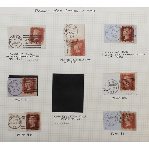 7102 - A small collection of covers and postmarks including several 1d plate pairs many with Scottish cance... 
