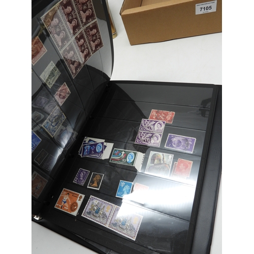7105 - A stamp collection in two stock books mainly GB and Commonwealth together with loose stamps and Brit... 