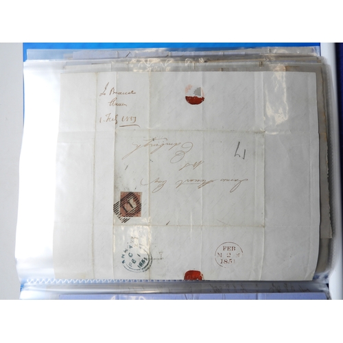 7121 - A collection of Victorian correspondence, housed in an album, including an example addressed to the ... 