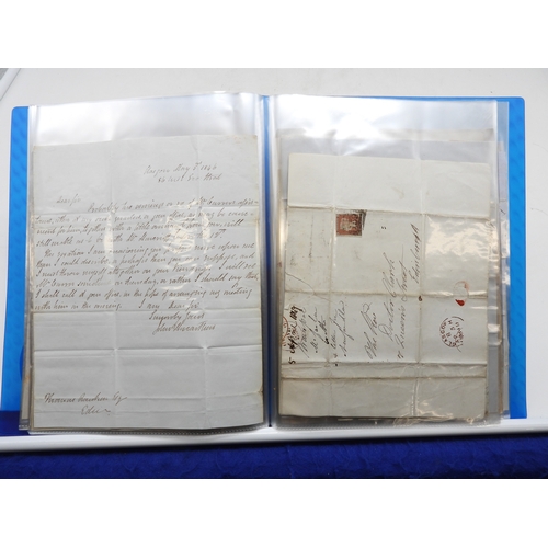 7121 - A collection of Victorian correspondence, housed in an album, including an example addressed to the ... 