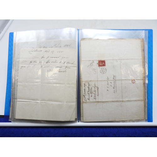 7121 - A collection of Victorian correspondence, housed in an album, including an example addressed to the ... 