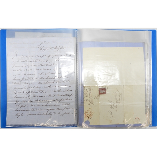 7121 - A collection of Victorian correspondence, housed in an album, including an example addressed to the ... 