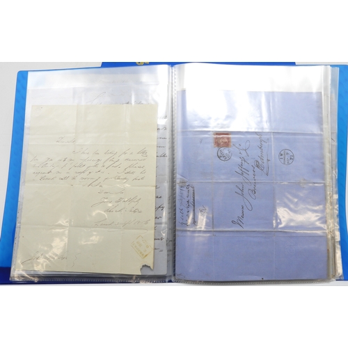 7121 - A collection of Victorian correspondence, housed in an album, including an example addressed to the ... 