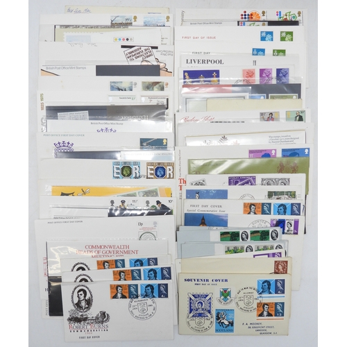 7111 - A lot comprising first day covers many with associated British Post Office Mint Stamps, Robert Burns... 