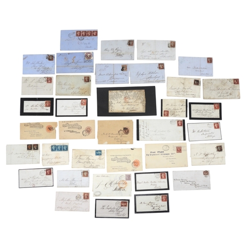 7112 - GB A lot of early postal covers to include a mulready cover 15 Jan 1841, 1d black imperforate FL and... 