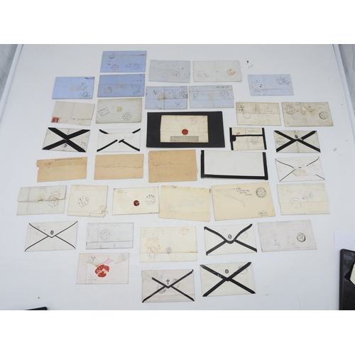 7112 - GB A lot of early postal covers to include a mulready cover 15 Jan 1841, 1d black imperforate FL and... 