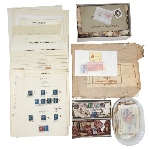7114 - Great Britain a collection of used mostly hinged stamps on sheets to include various 1/d red present... 