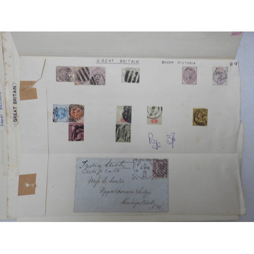 7114 - Great Britain a collection of used mostly hinged stamps on sheets to include various 1/d red present... 