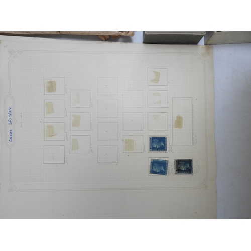 7114 - Great Britain a collection of used mostly hinged stamps on sheets to include various 1/d red present... 