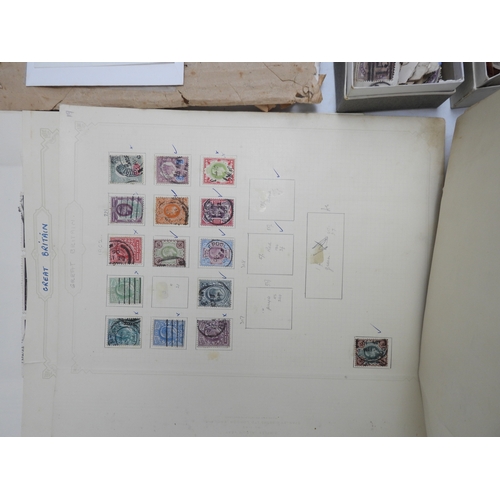 7114 - Great Britain a collection of used mostly hinged stamps on sheets to include various 1/d red present... 