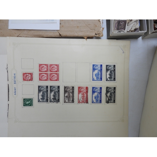 7114 - Great Britain a collection of used mostly hinged stamps on sheets to include various 1/d red present... 