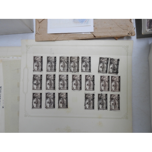 7114 - Great Britain a collection of used mostly hinged stamps on sheets to include various 1/d red present... 