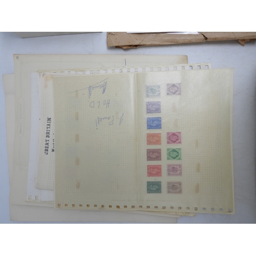 7114 - Great Britain a collection of used mostly hinged stamps on sheets to include various 1/d red present... 